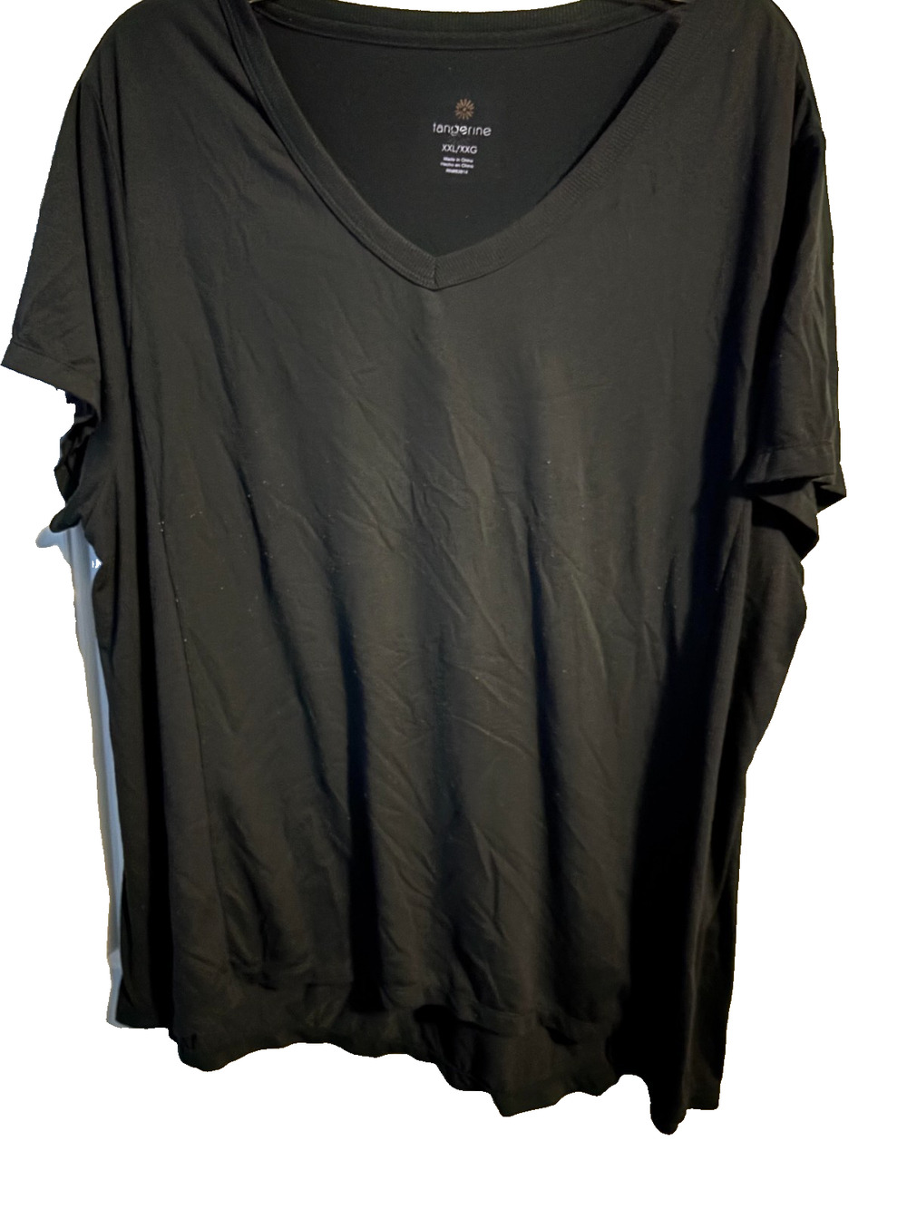 Tangerine Active V-Neck T-Shirt Women XXL Black Short Sleeve Mesh Panel Tee Plus